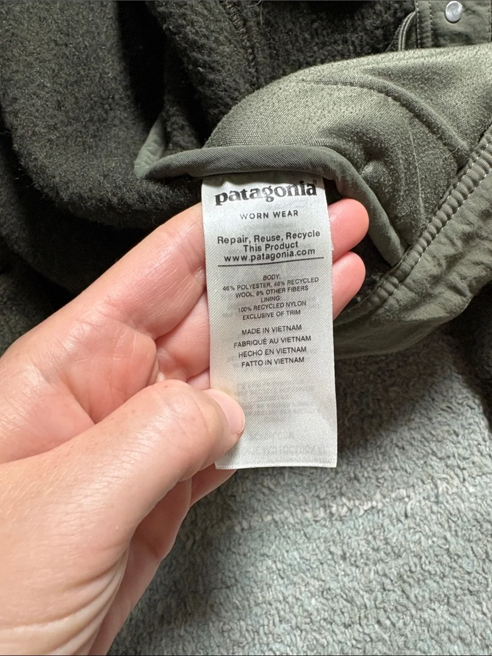 Patagonia Dark Olive Wool Jacket - Picture 6 of 6